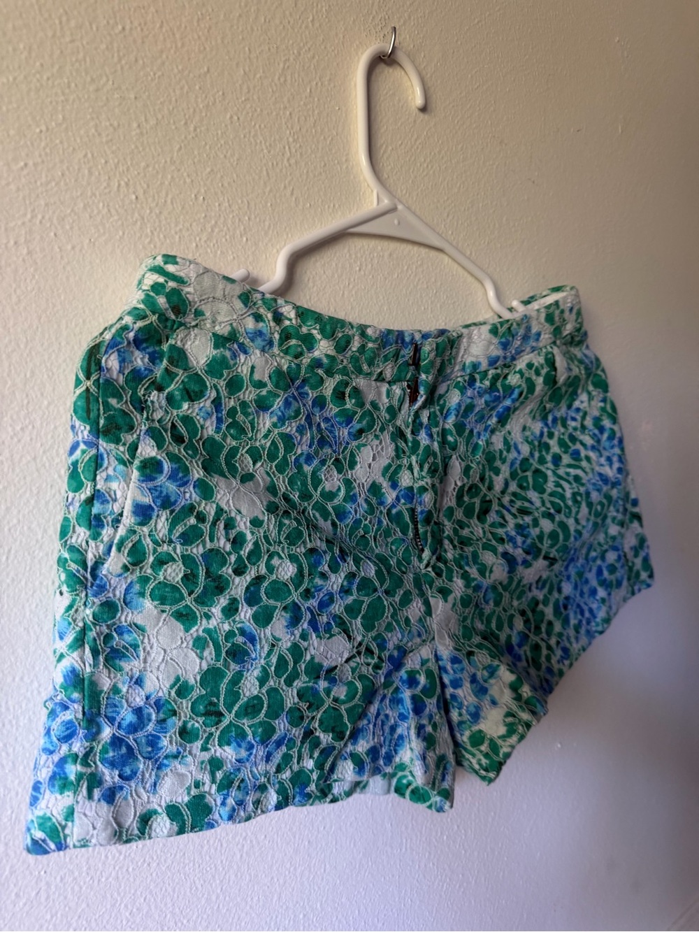 Madewell Green and Blue Floral Lace Shorts